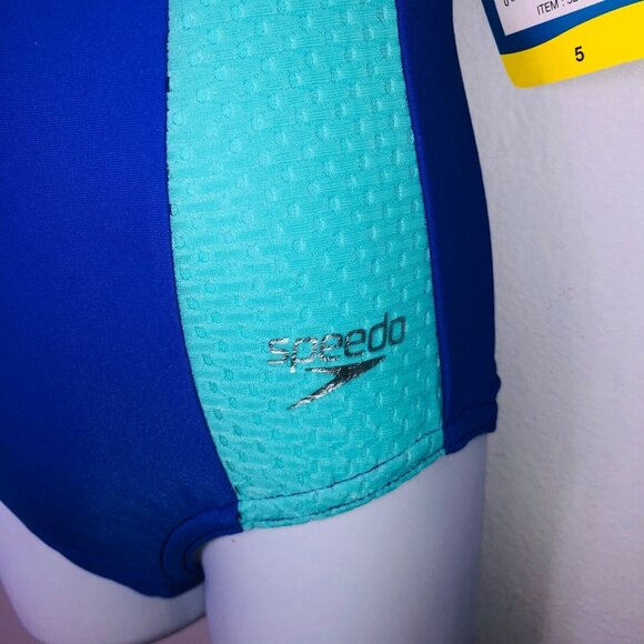 Speedo Girls 5 Swimwear Blue One Piece Bathing Swim Suit Gripper New - Picture 5 of 9